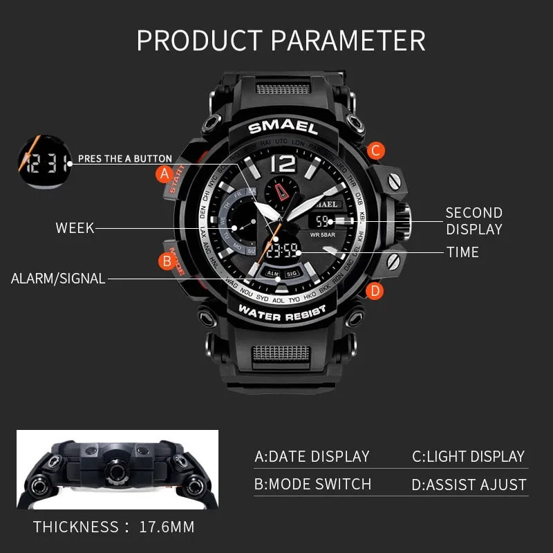 Military Waterproof Sports Watches With Dual Display for Men