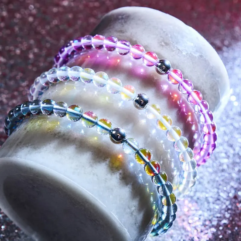 Milky Way | Silver | Galaxy Glass Macrame Bead Bracelet