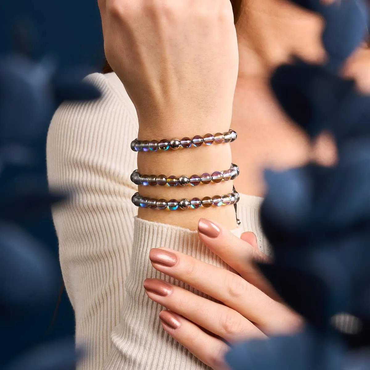 Milky Way | Silver | Galaxy Glass Macrame Bead Bracelet