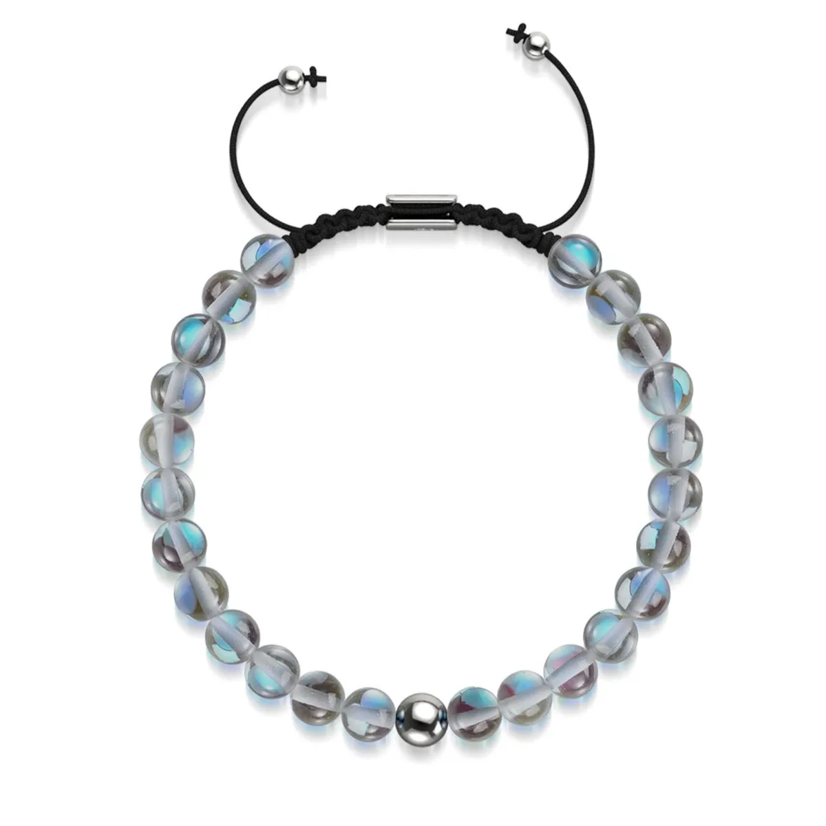 Milky Way | Silver | Galaxy Glass Macrame Bead Bracelet