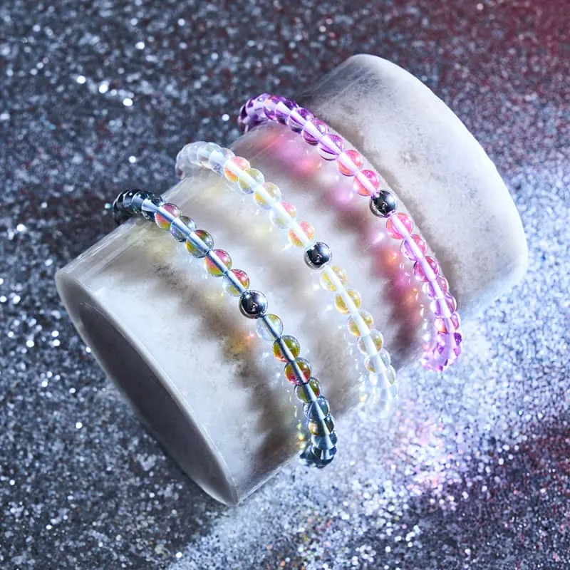 Milky Way | Silver | Galaxy Glass Macrame Bead Bracelet