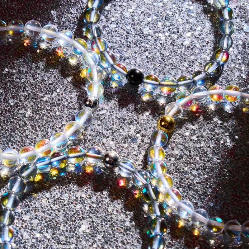 Milky Way | Silver | Galaxy Glass Macrame Bead Bracelet