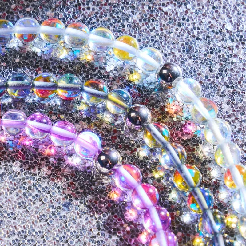 Milky Way | Silver | Galaxy Glass Macrame Bead Bracelet