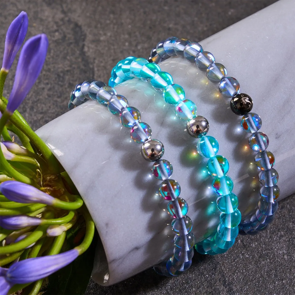 Milky Way | Silver | Galaxy Glass Macrame Bead Bracelet