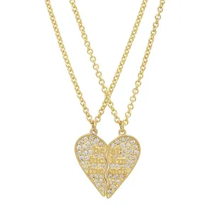 Mini Best Fuckin Friends (2 Piece) Heart Necklaces with Diamonds