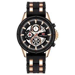 Mini Focus Black Silicone Strap Strap Black Dial Chronograph Quartz Watch for Gents - MF0273G-03