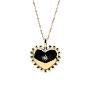 Mini Gold and Diamond Dew Drop Heart Locket