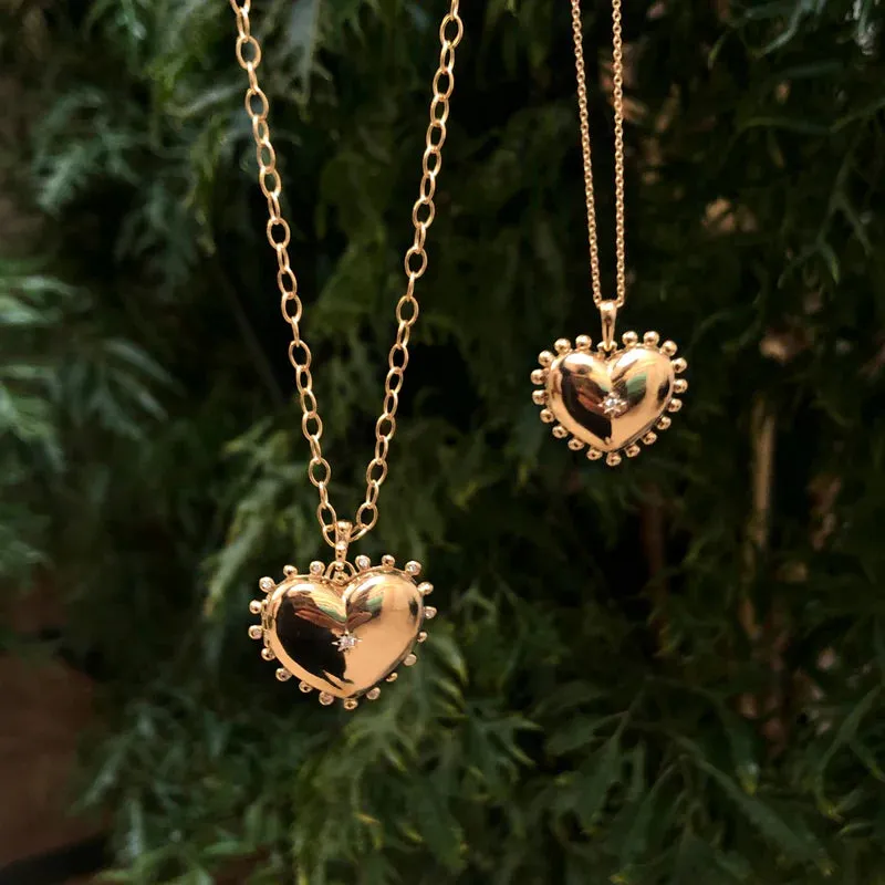 Mini Gold and Diamond Dew Drop Heart Locket