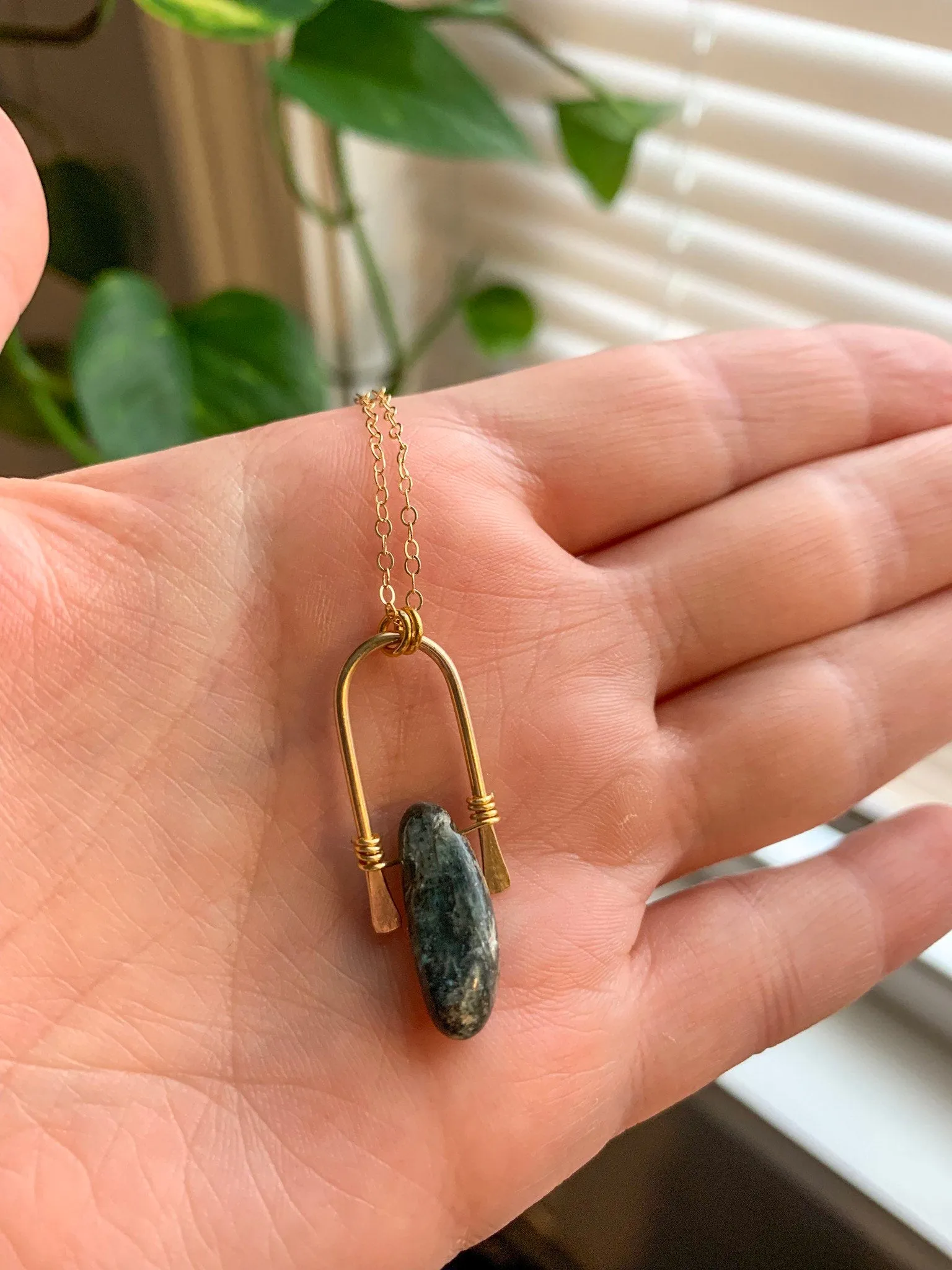 Mini Gold Hammered Crystal Necklace