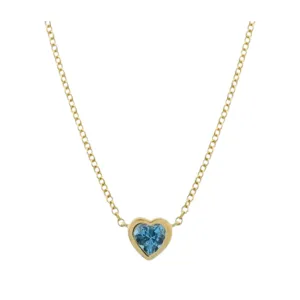 Mini topaz heart bezel necklace
