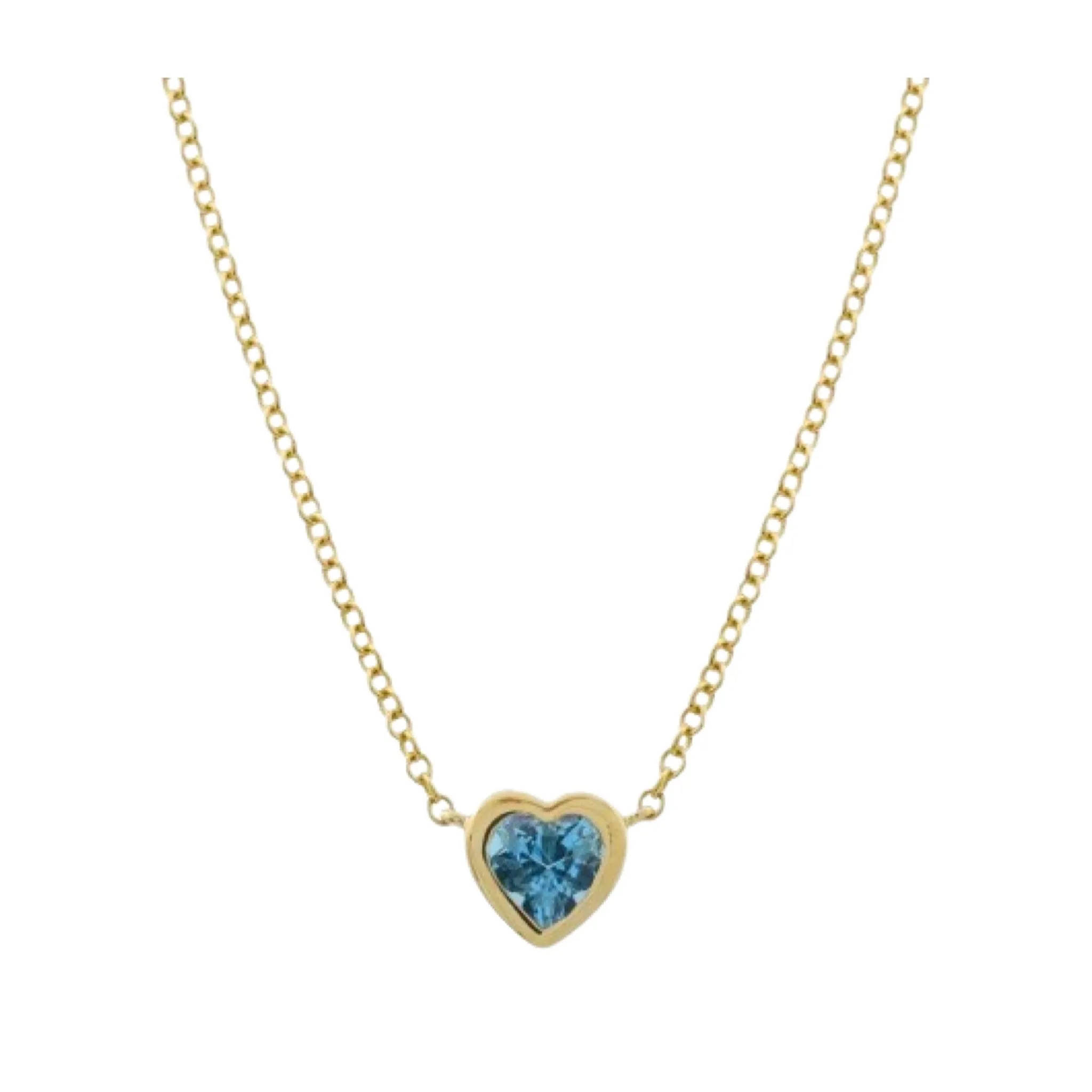 Mini topaz heart bezel necklace