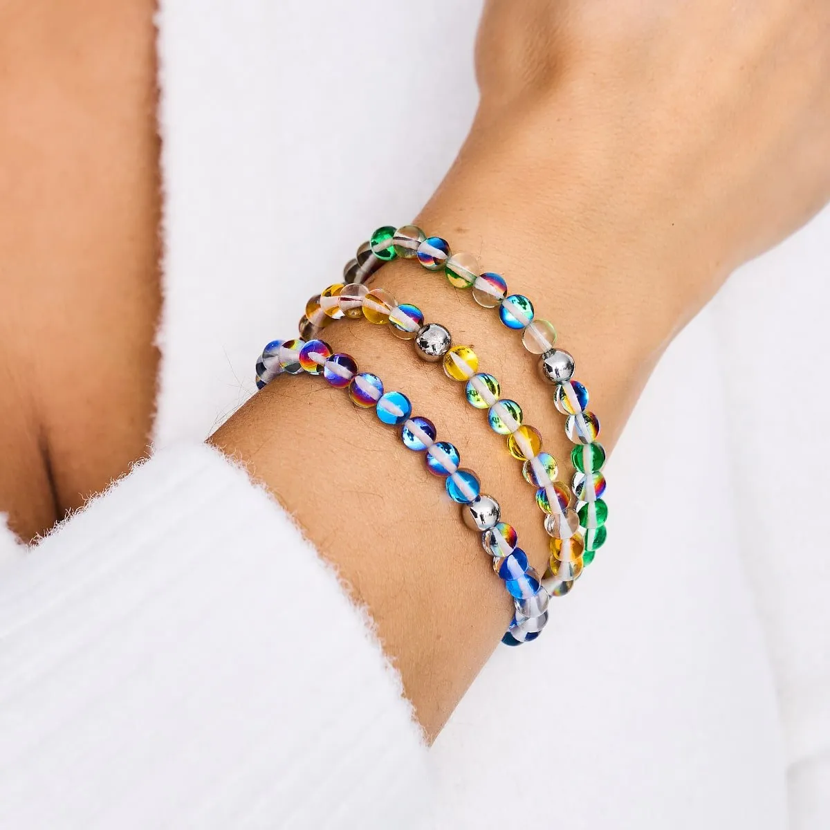 Mistletoe | Silver | Galaxy Glass Bead Bracelet