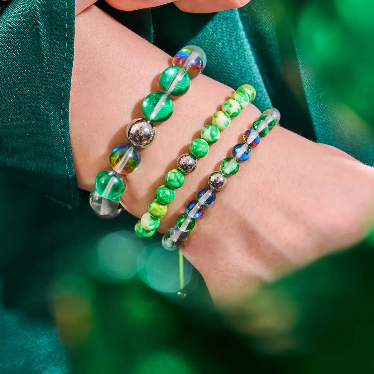 Mistletoe | Silver | Galaxy Glass Bead Bracelet