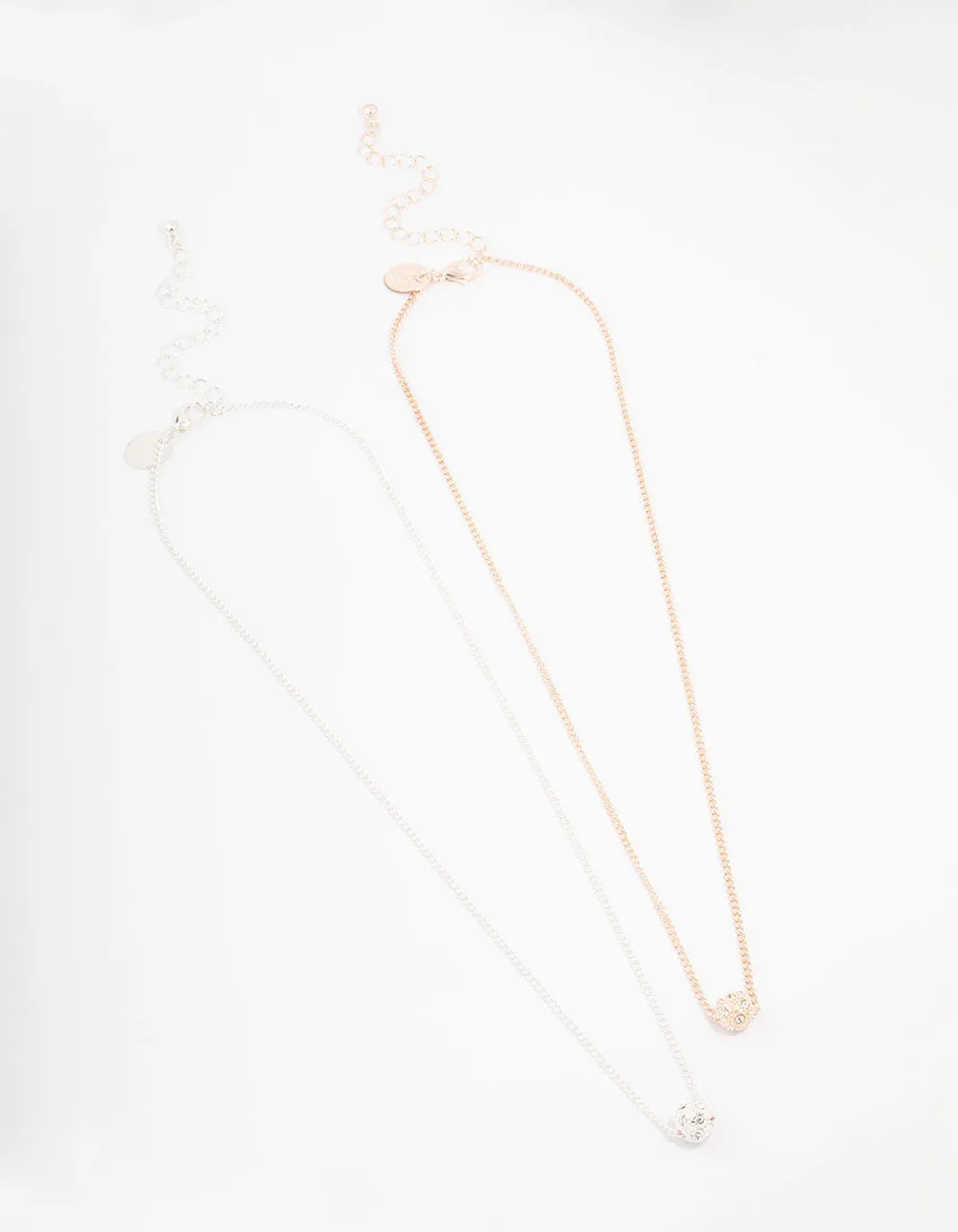 Mixed Metal Crystal Ball Pendant Necklace Pack