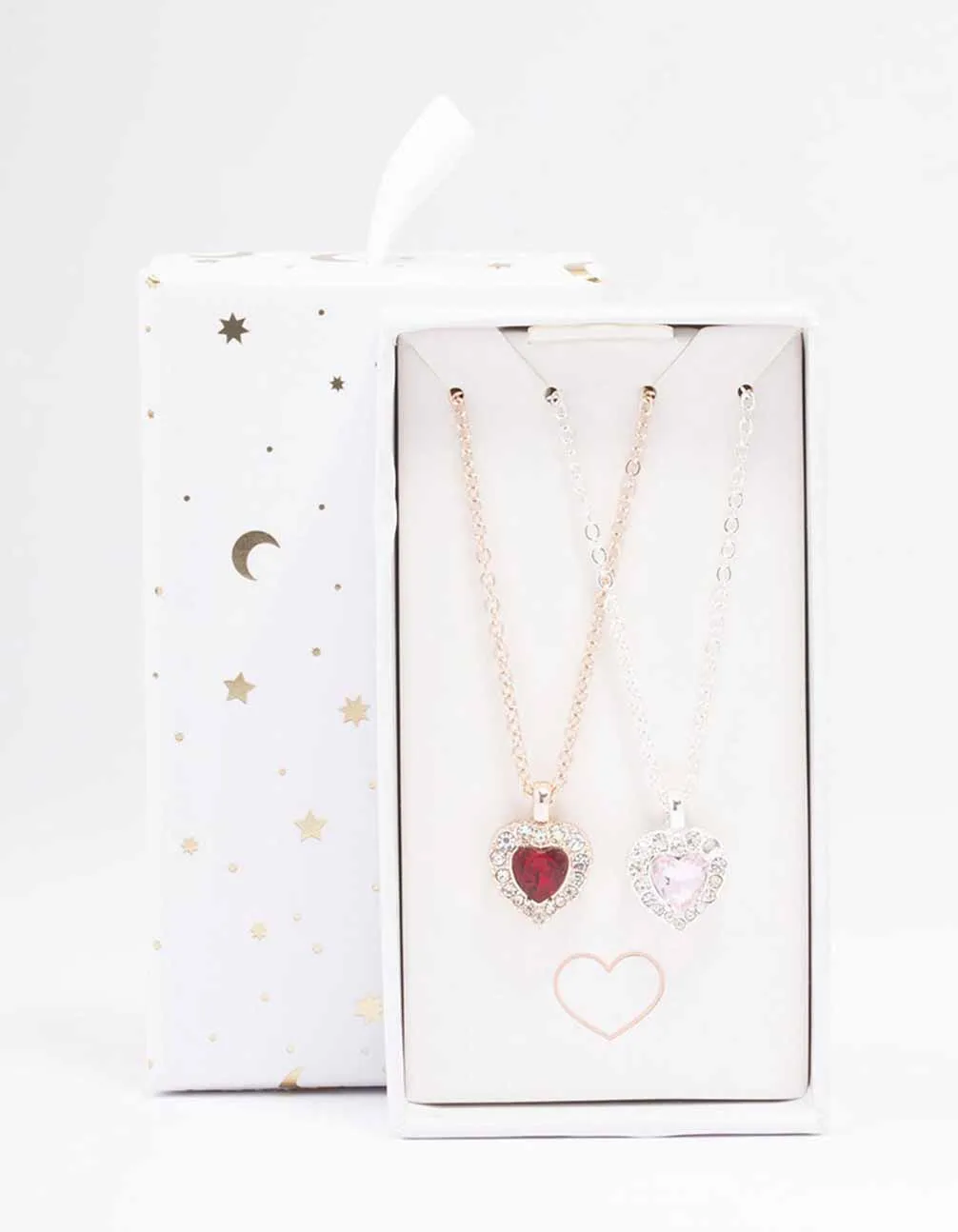 Mixed Metal Heart Halo Necklace Pack