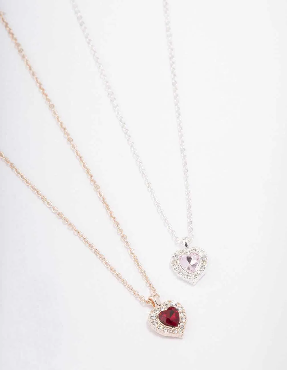 Mixed Metal Heart Halo Necklace Pack