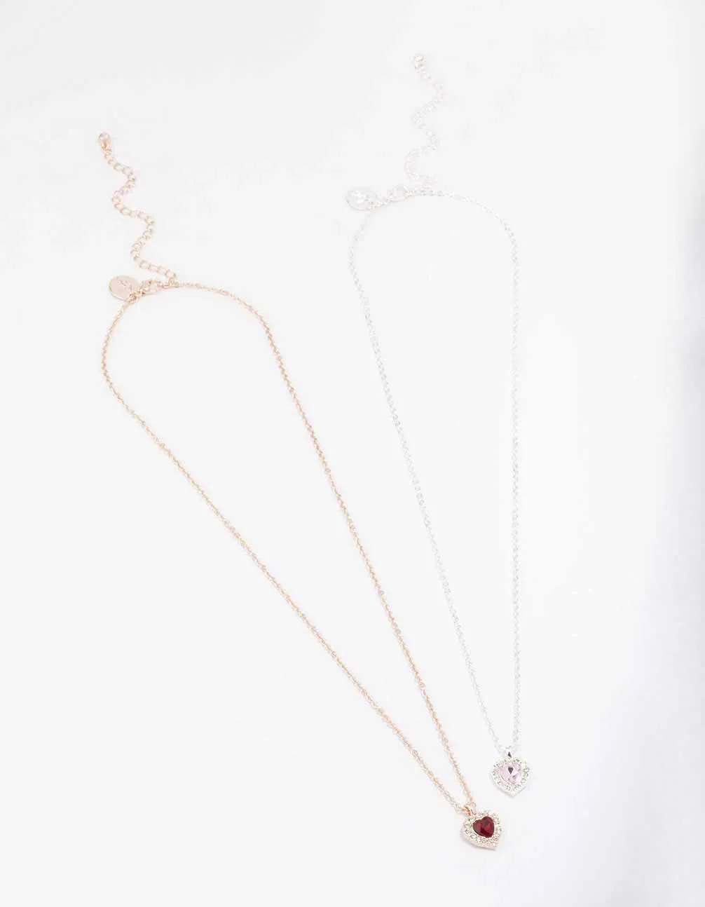 Mixed Metal Heart Halo Necklace Pack