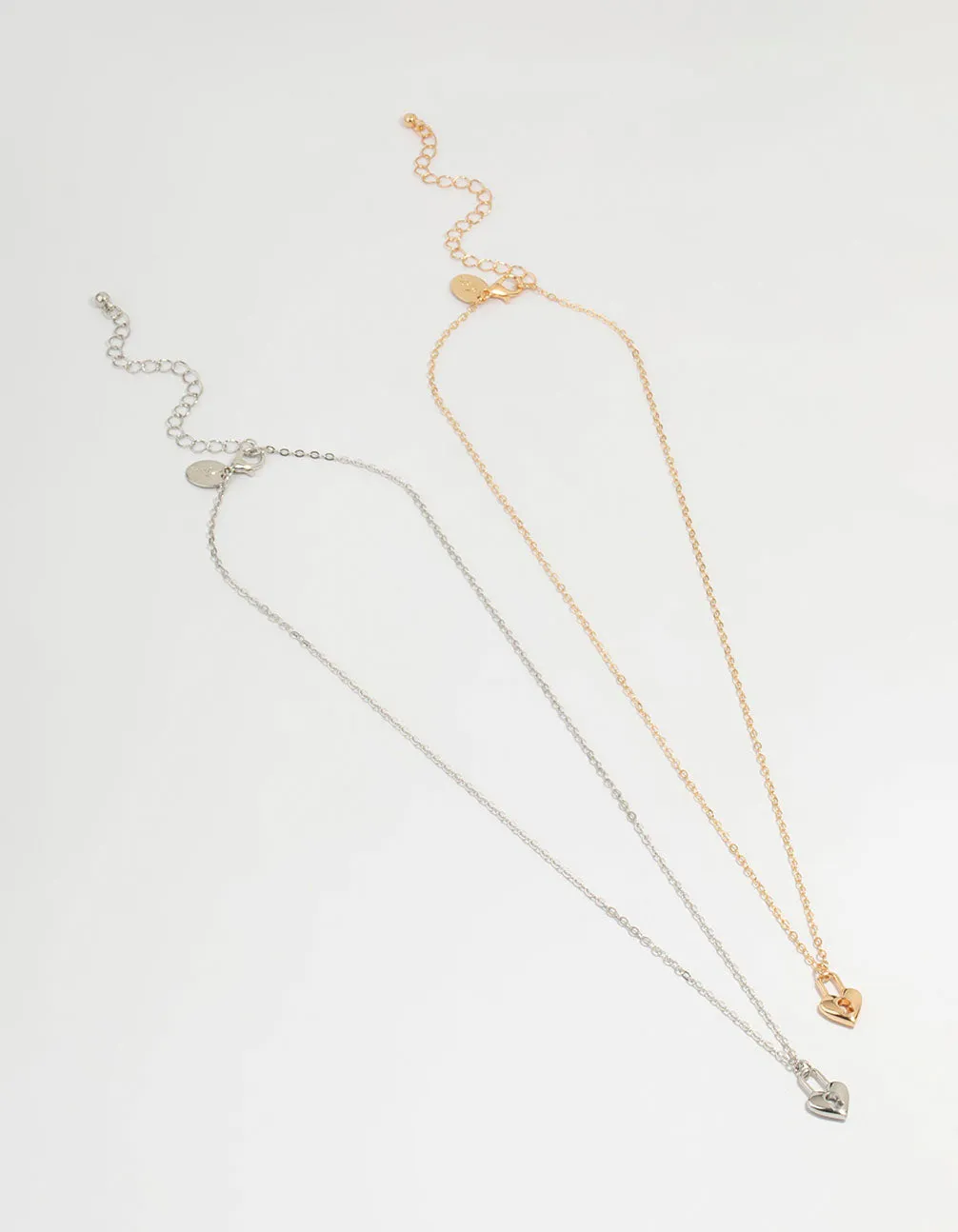 Mixed Metal Heart Locket Necklaces 2-Pack