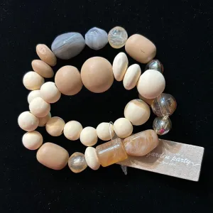MK - Clay Bead and Stone Stack Bracelets
