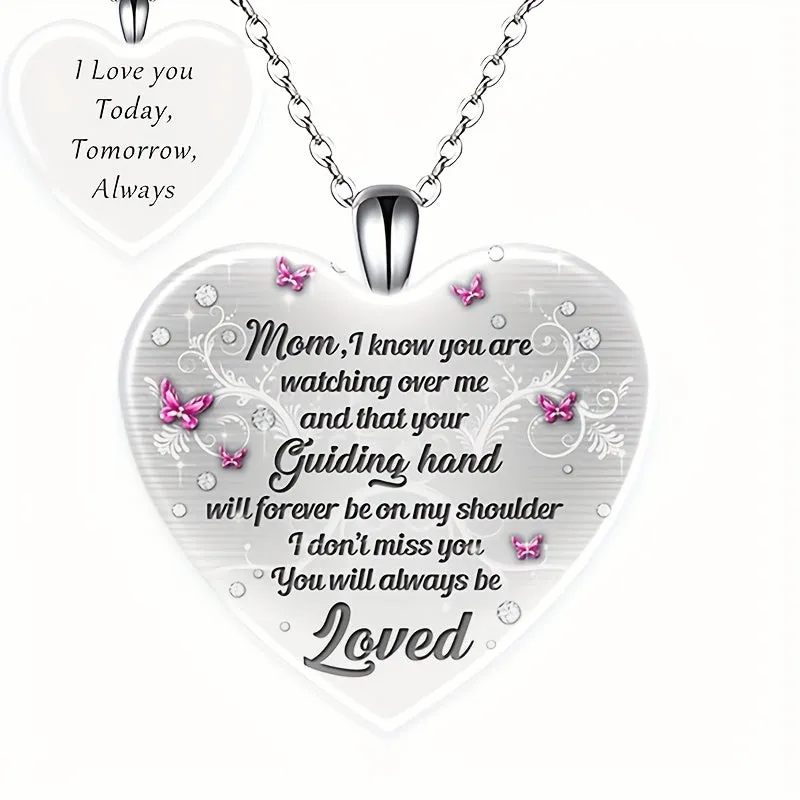 Mom Crystal Pendant Necklace Men Women Thanksgiving Christmas Gift