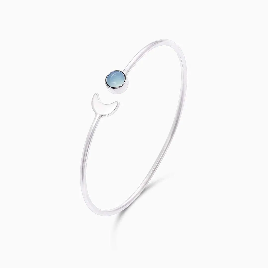 Moonstone and Crescent Moon Sterling Silver Bracelet