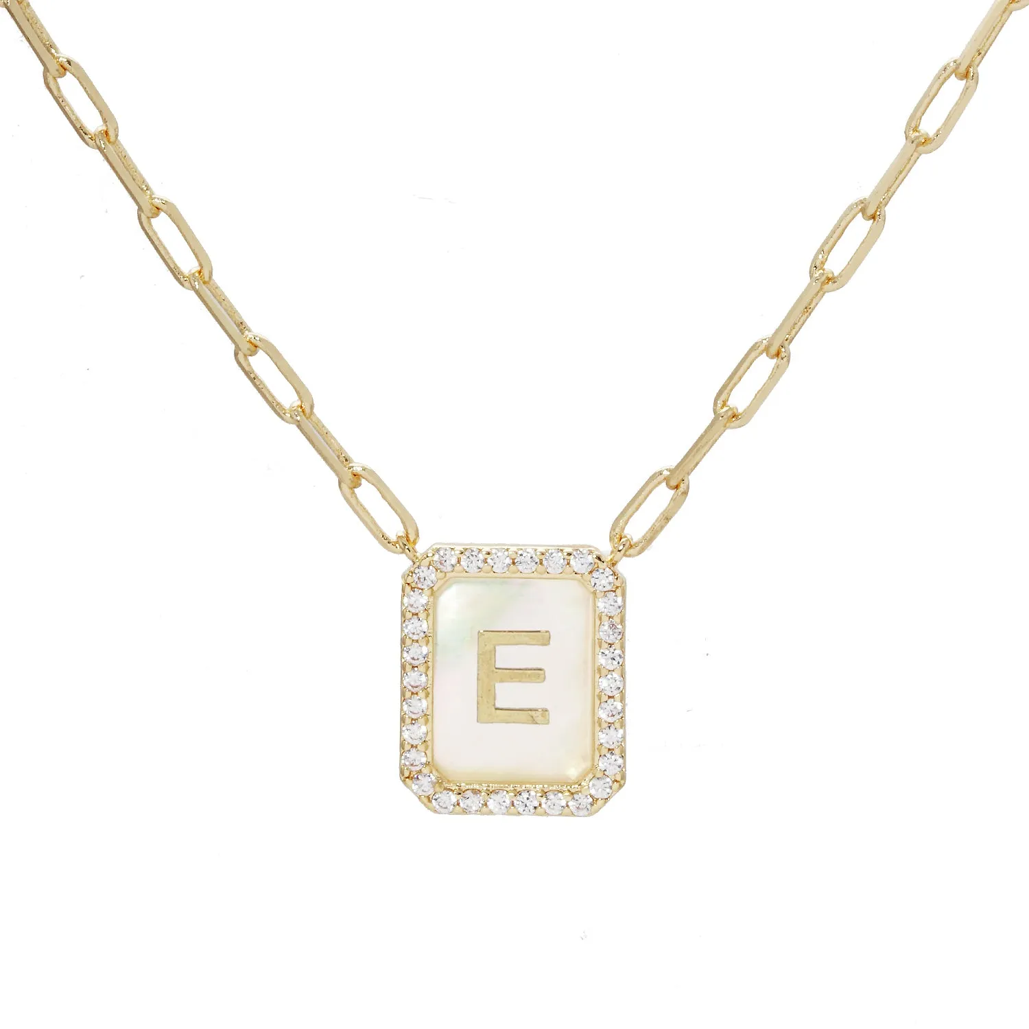 MOP Crystal Tag Necklace E