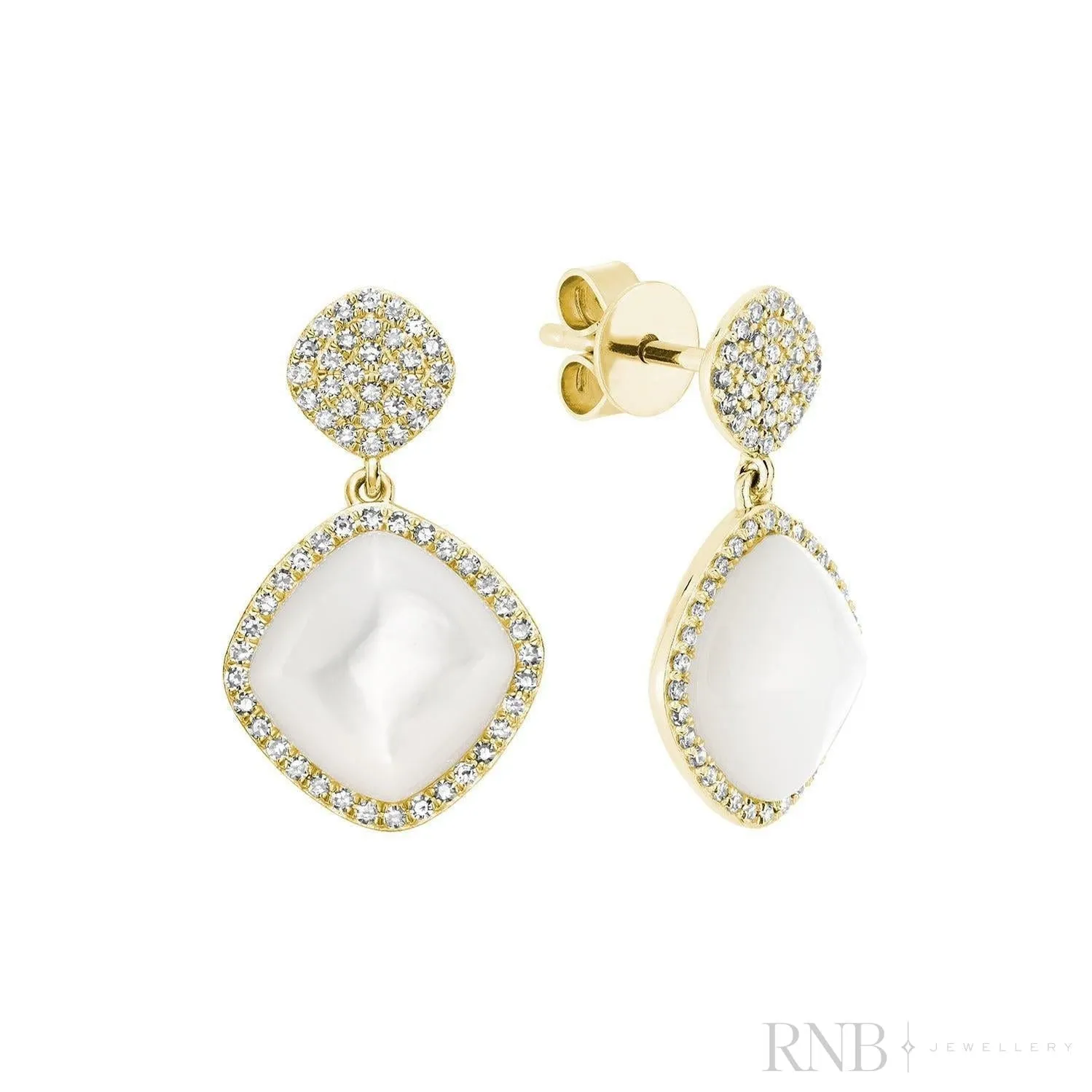 Mother of Pearl and Diamond Dangle Earrings