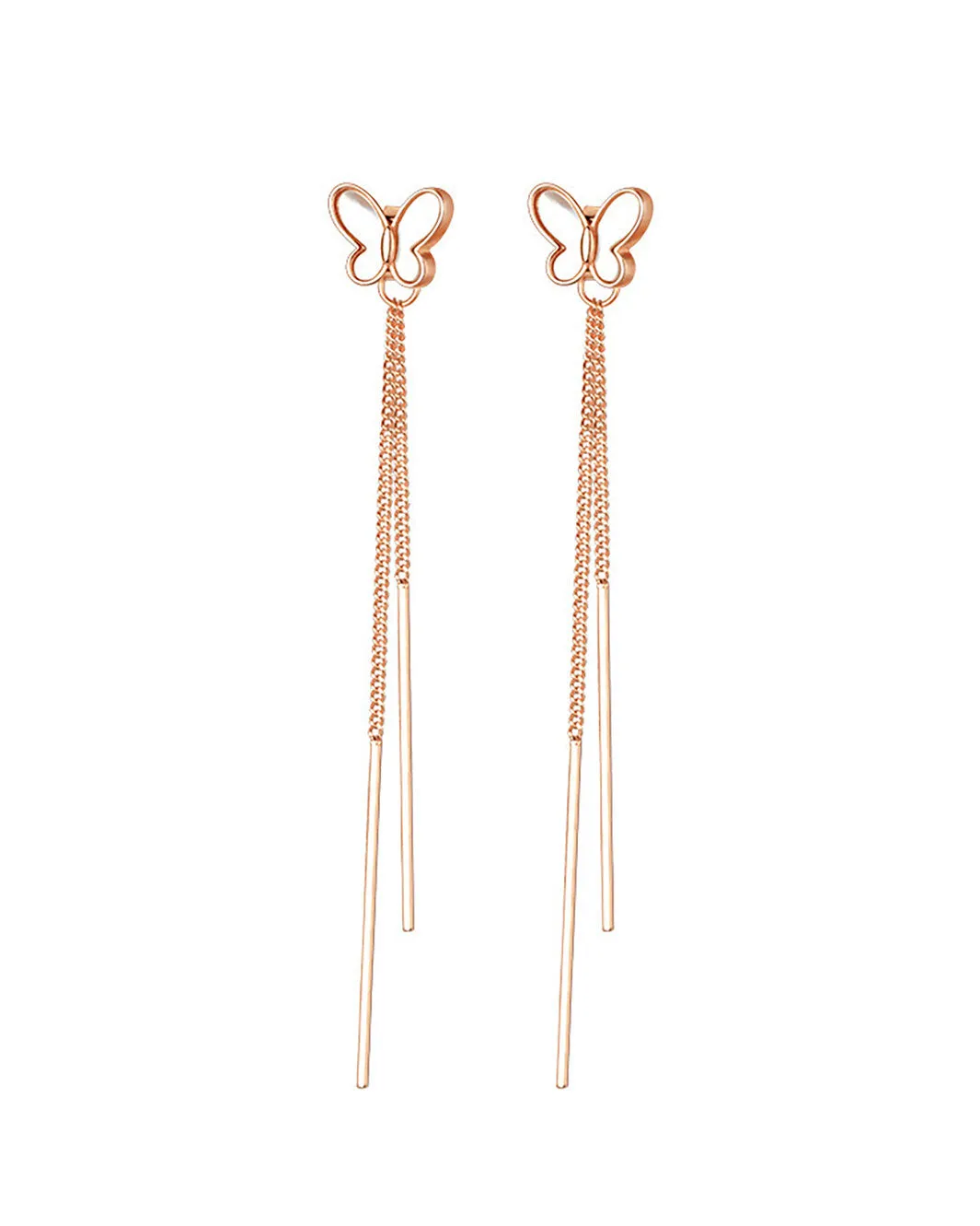 Mother of Pearl Butterfly Tassel Earrings
