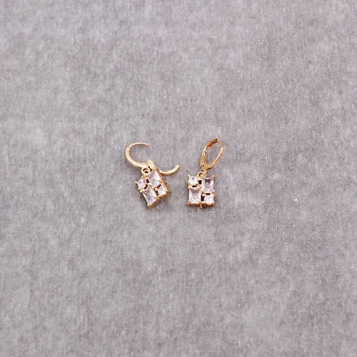 Multi Gemstone Square Dangle Earring