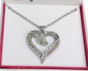 MULTICOLORED CZ HEART NECKLACE-(comes in silver or gold)