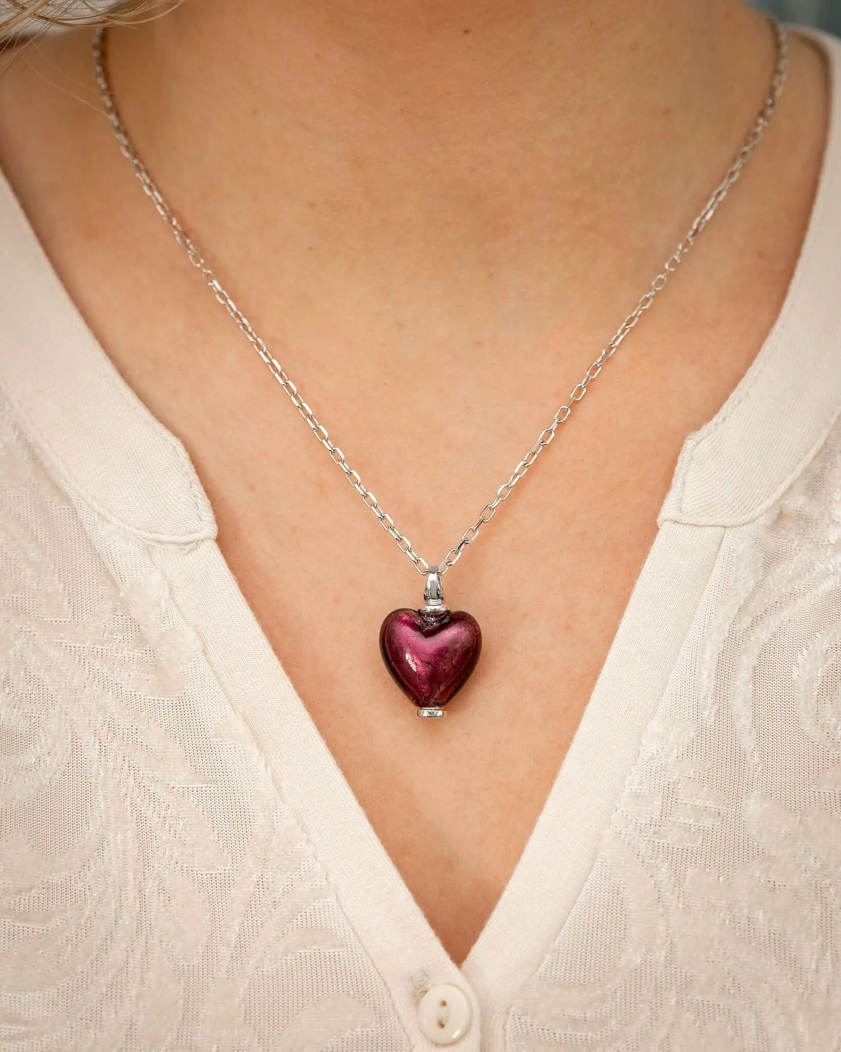 Murano Glass Heart Urn - February