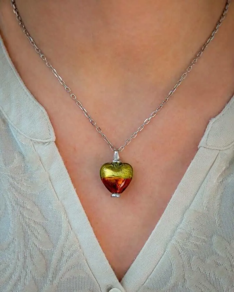Murano Glass Heart Urn - 'Guiding Light'
