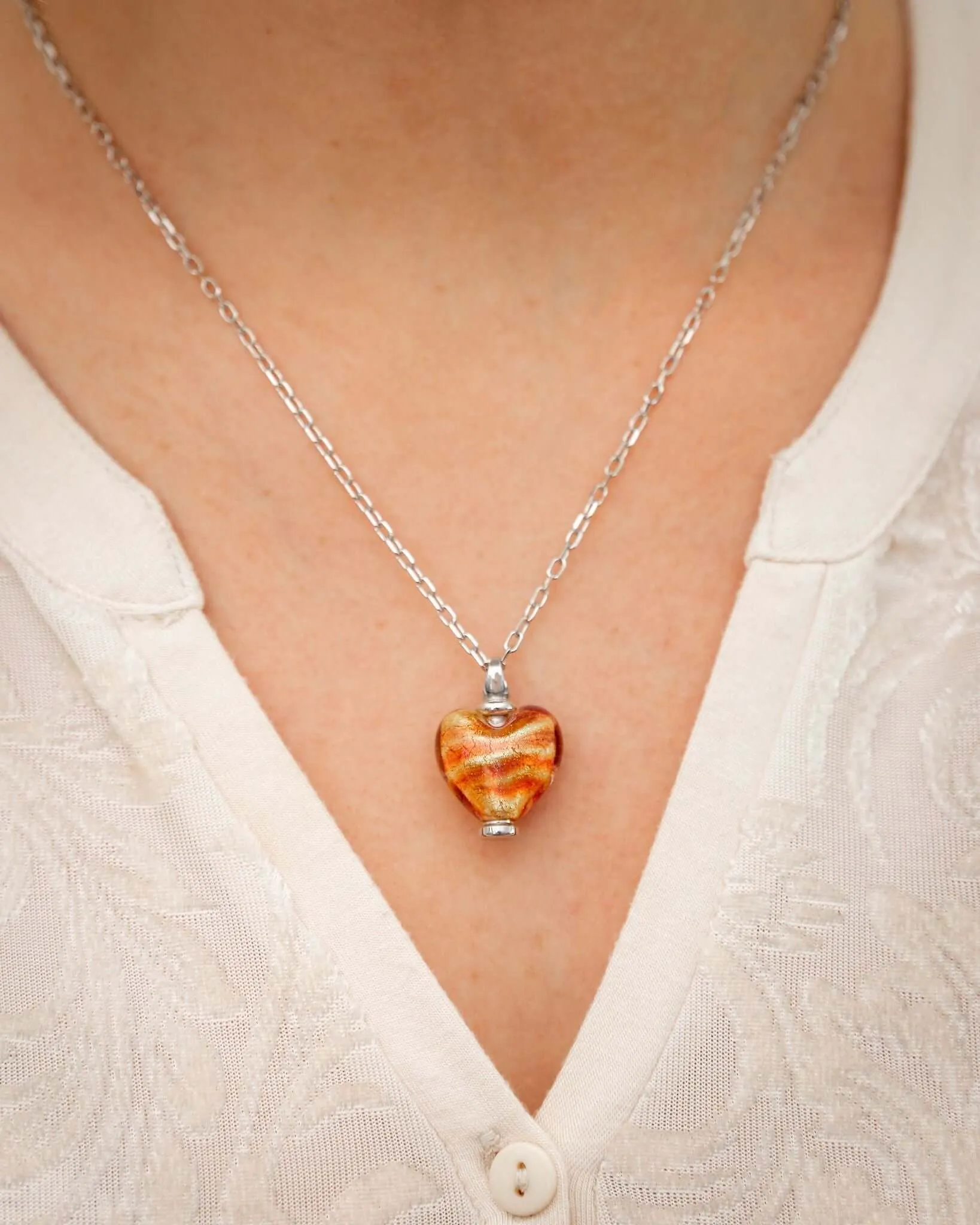 Murano Glass Heart Urn - November
