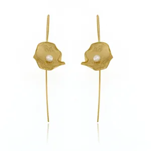Mysterium Collection Vermeil Petal & Pearl Earrings (Med)