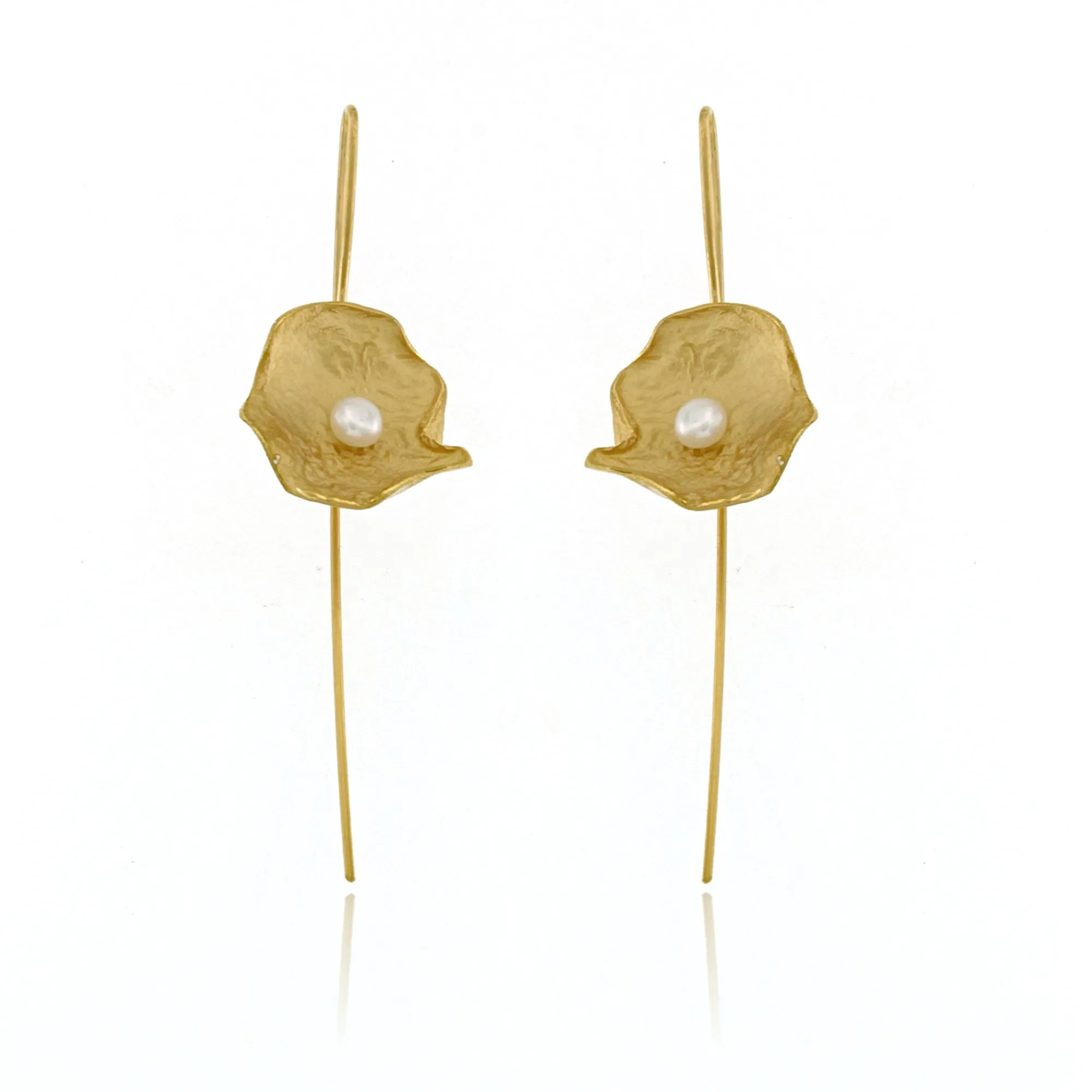 Mysterium Collection Vermeil Petal & Pearl Earrings (Med)