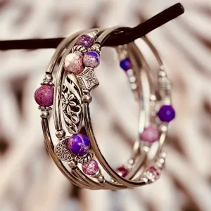 Mystic Purple & Pink Beaded Wrap Bracelet