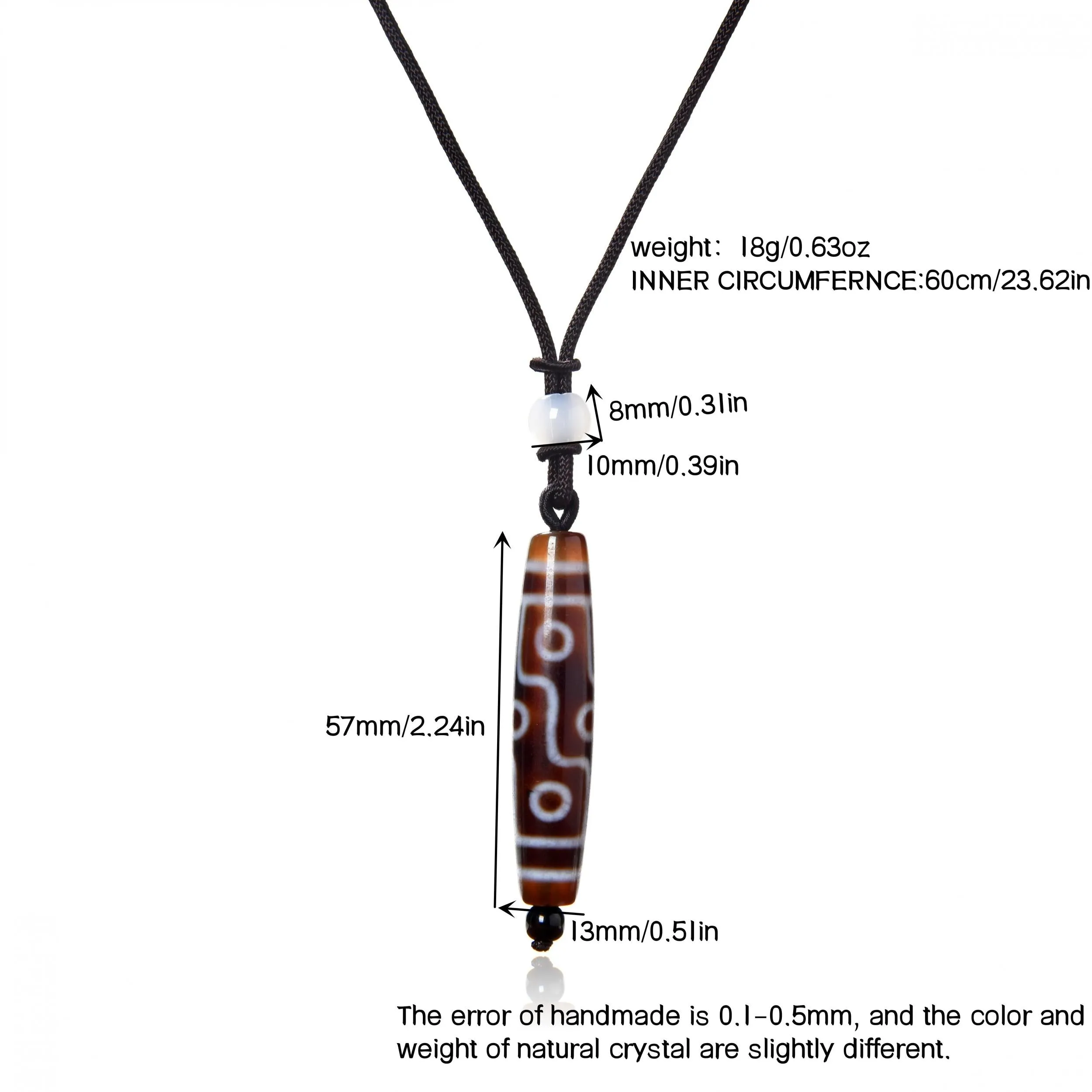 Natural Crystal Dzi Bead Nine Eye Dzi Pendant Necklace