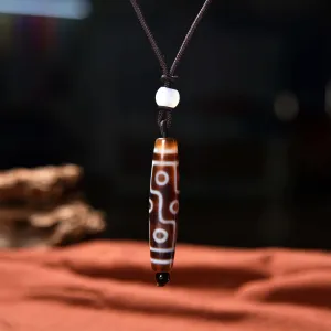 Natural Crystal Dzi Bead Nine Eye Dzi Pendant Necklace