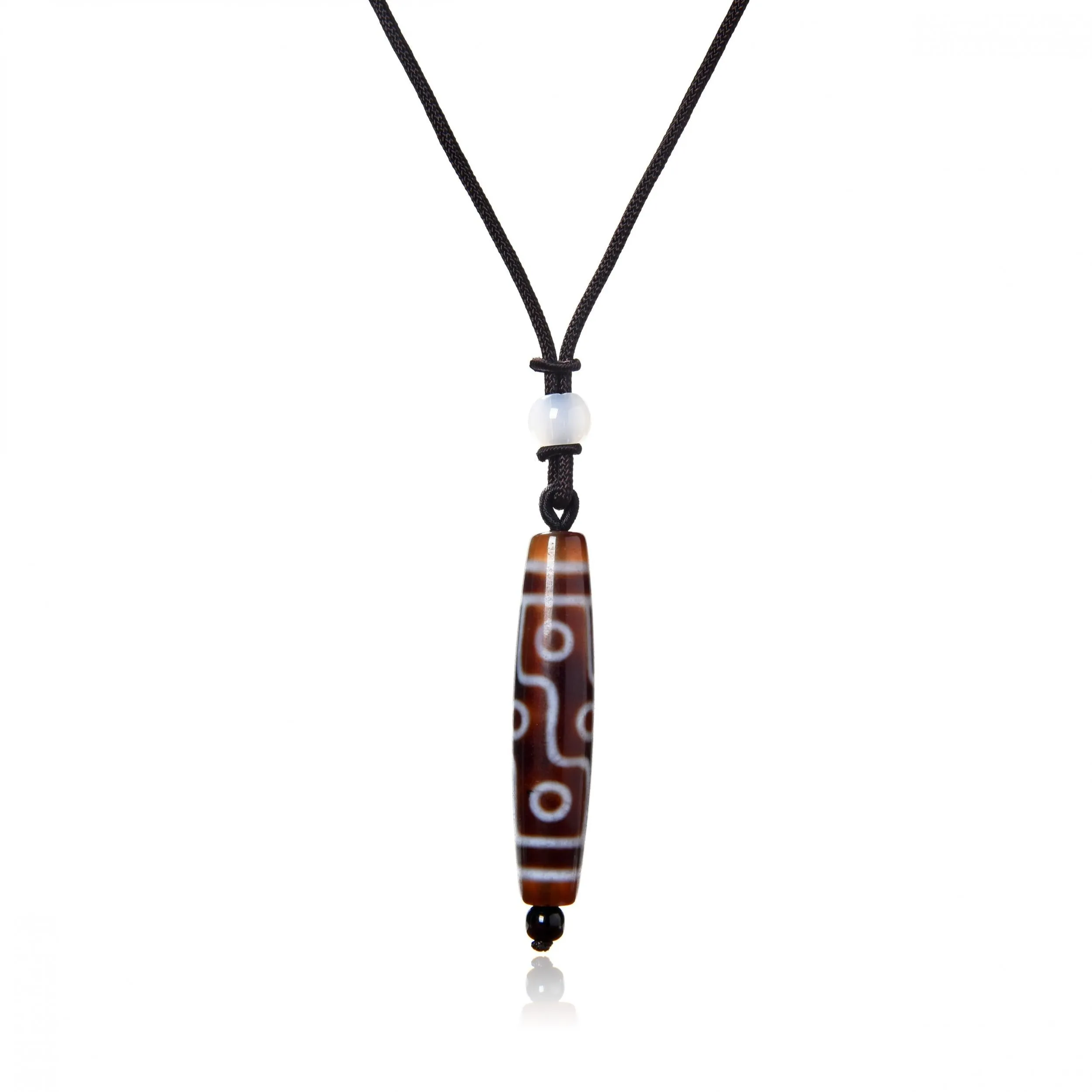 Natural Crystal Dzi Bead Nine Eye Dzi Pendant Necklace
