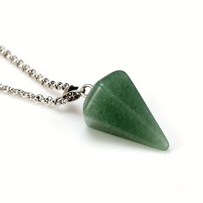 Natural Stone Amethyst Pendant Necklace Hexagonal Column Powder Crystal