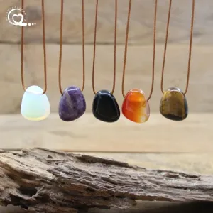 Natural Stone Nugget Pendants/Necklaces, Healing Crystal, Lapis, Amethyst, Tiger eye, Aventurine, Rose Quartz, Opal, Charms Jewelry