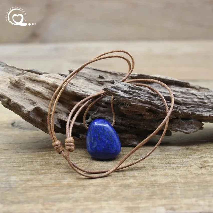 Natural Stone Nugget Pendants/Necklaces, Healing Crystal, Lapis, Amethyst, Tiger eye, Aventurine, Rose Quartz, Opal, Charms Jewelry