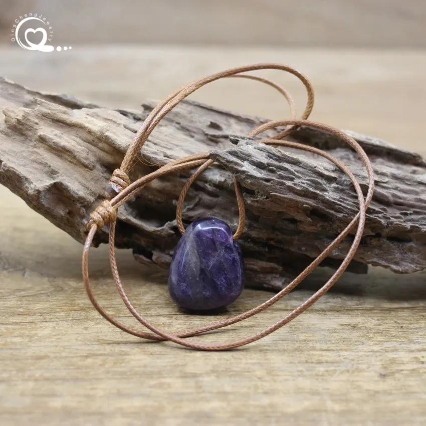 Natural Stone Nugget Pendants/Necklaces, Healing Crystal, Lapis, Amethyst, Tiger eye, Aventurine, Rose Quartz, Opal, Charms Jewelry