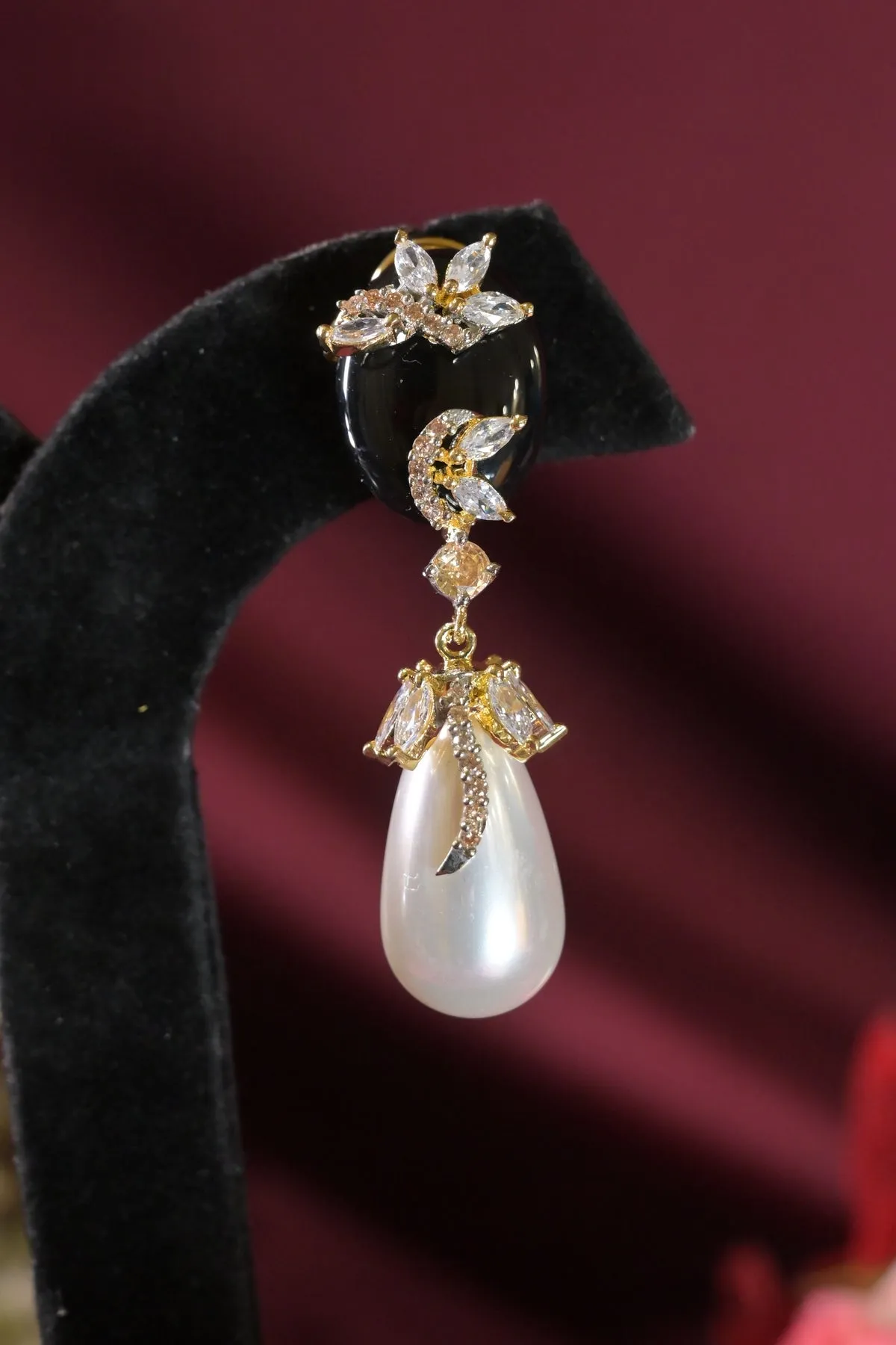 Nazakat Diamond Vintage Pearl Drop Earrings