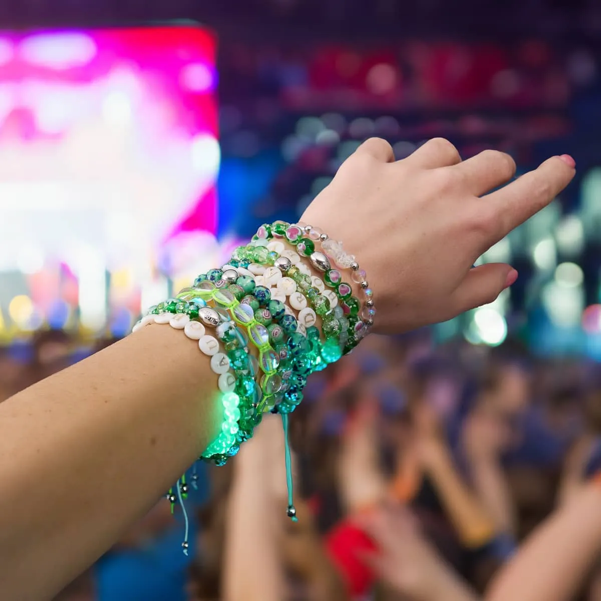 Neon Green | Rainbow Supernova | Silver | Galaxy Glass Charmballa Bracelet