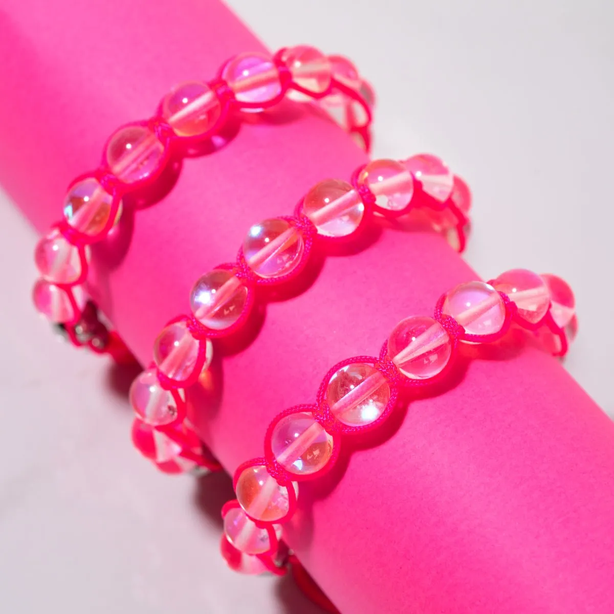 Neon Pink | Rainbow Supernova | Silver | Galaxy Glass Charmballa Bracelet