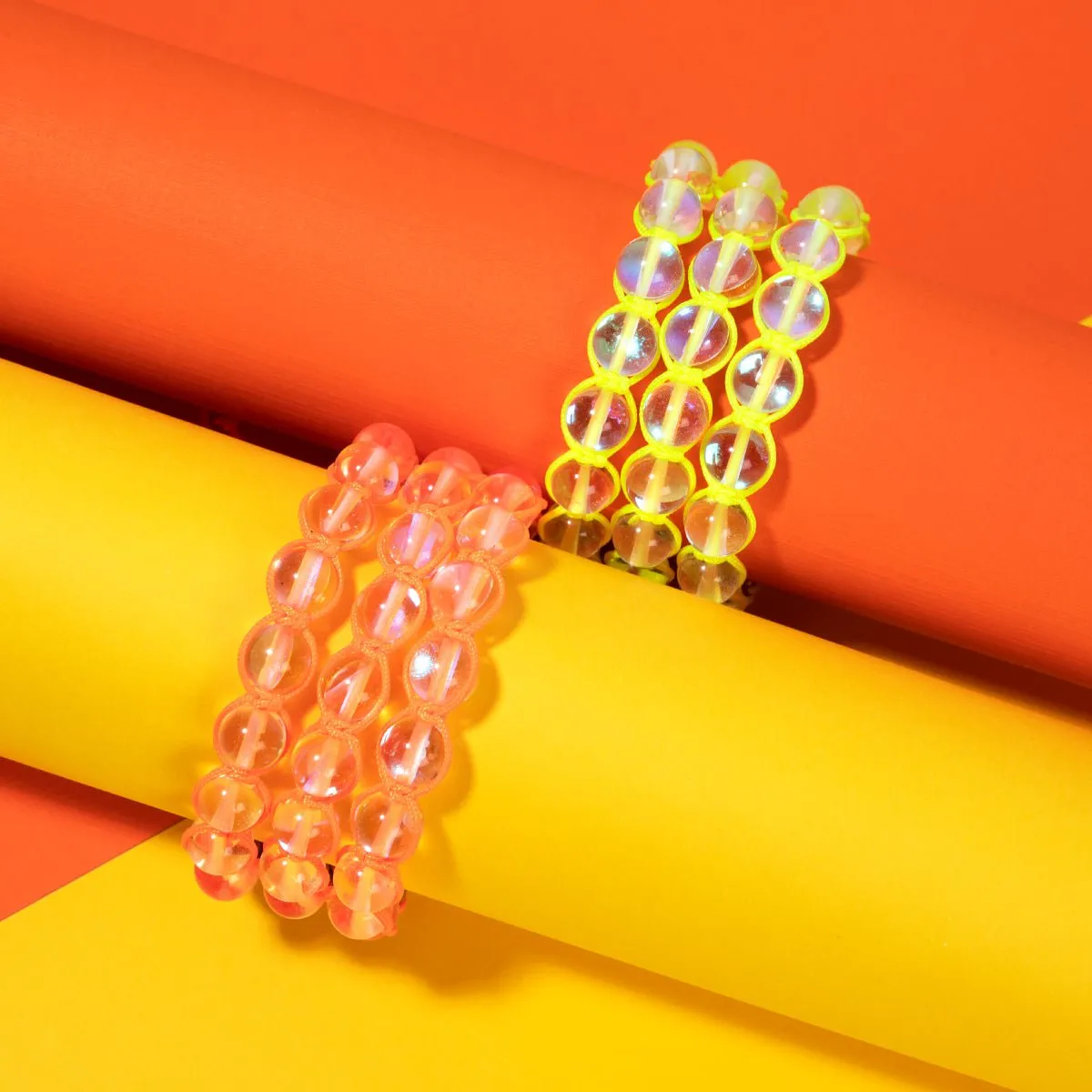 Neon Yellow | Rainbow Supernova | Silver | Galaxy Glass Charmballa Bracelet