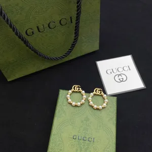 new double G circle pearl earrings