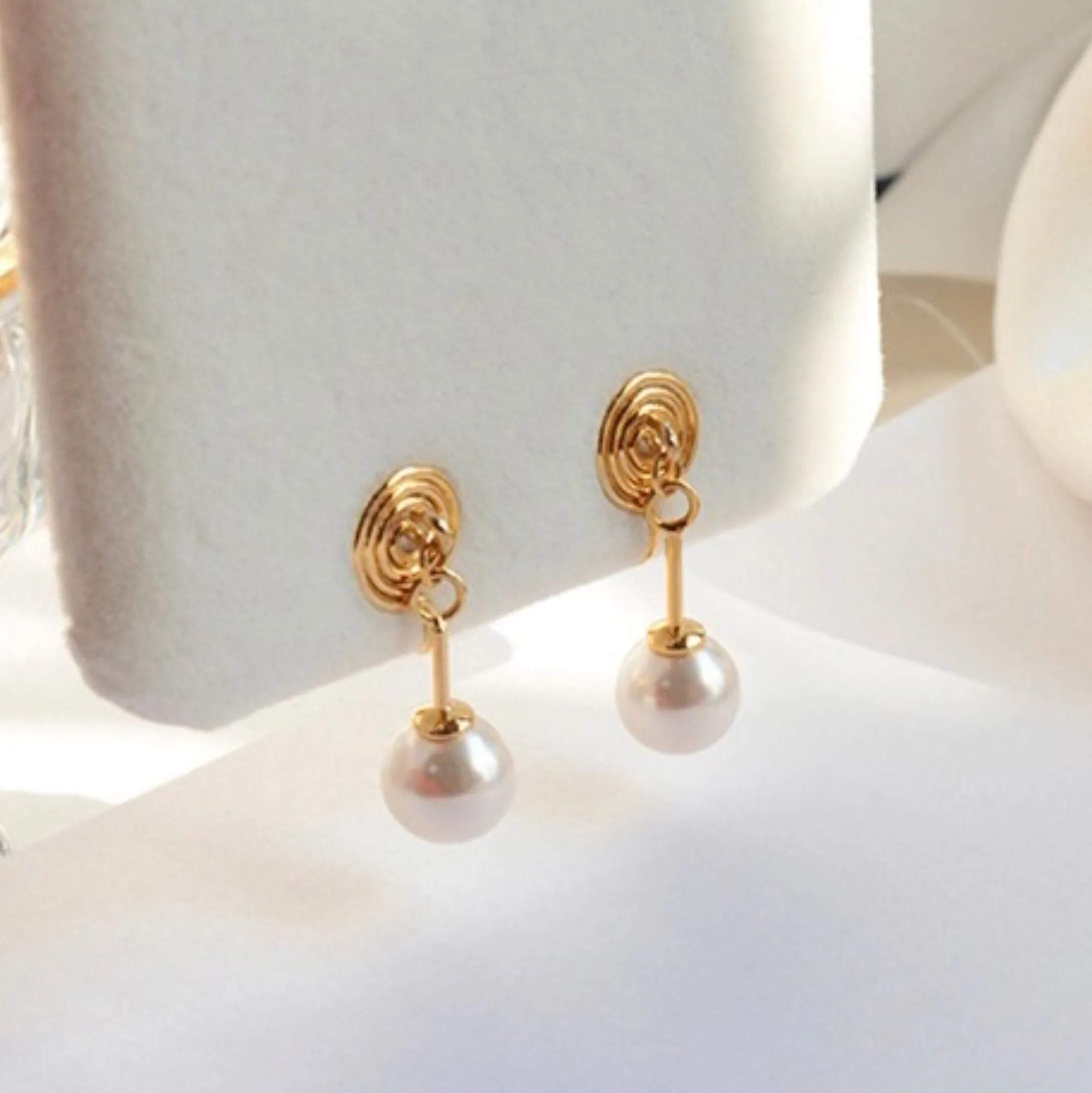 No pierce pearl drop earrings