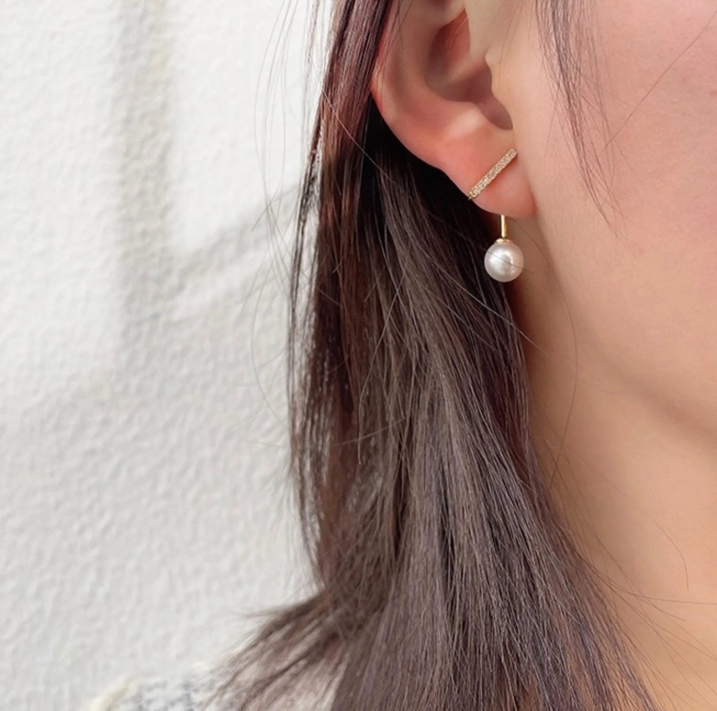 No pierce pearl drop earrings